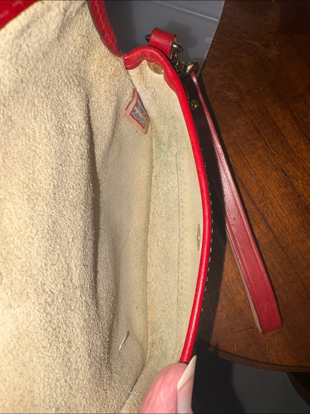 Dooney & Bourke wristlet clutch black/cream zebra stripe Leather/red trim - Picture 13 of 17